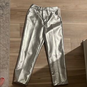 Aqua Silver Straight Leg Pants for a Bold Look